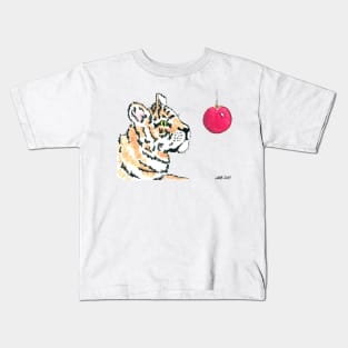 2013 Holiday ATC 3 - Tiger Cub Looking at Ornament Kids T-Shirt